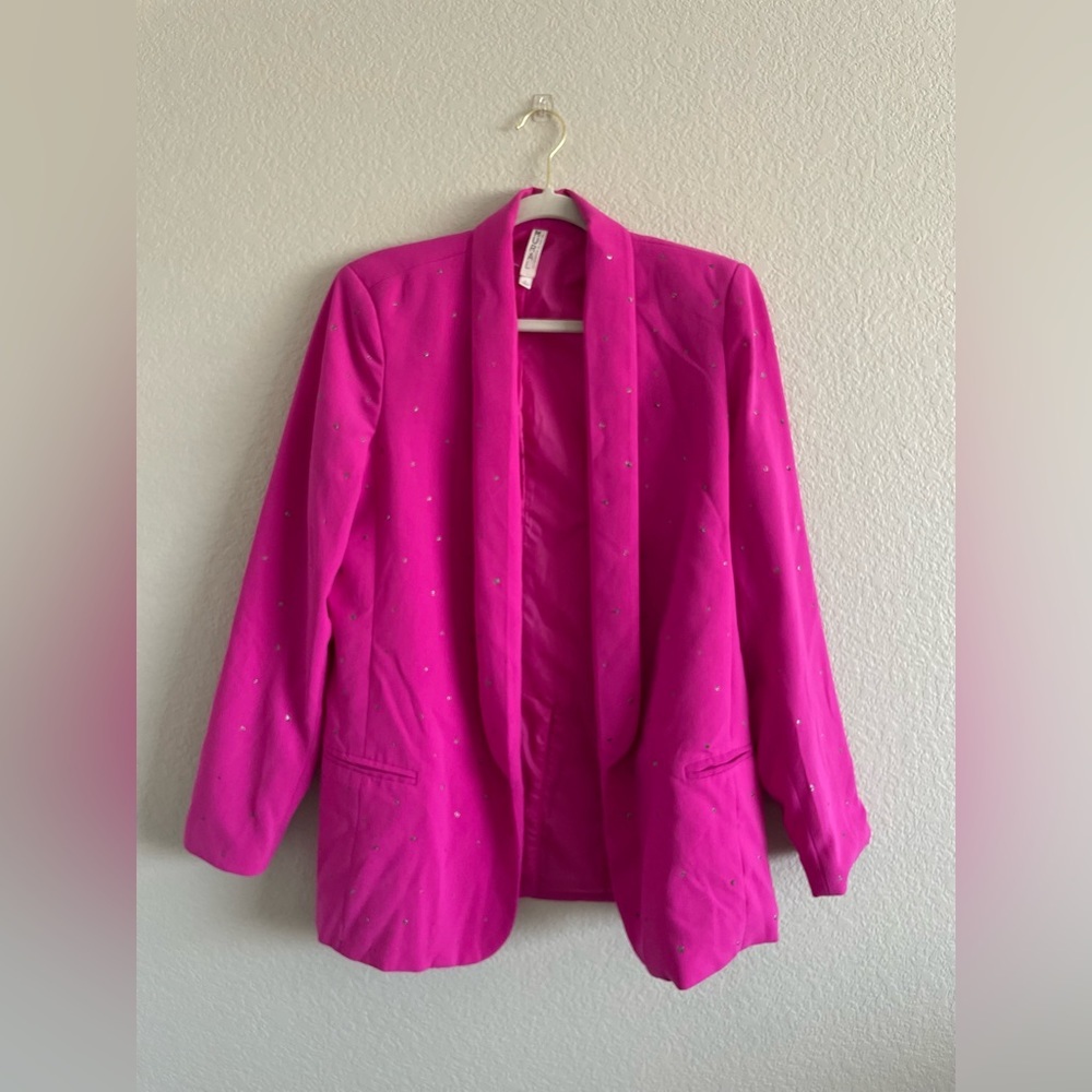 Mural metallic boyfriend-style blazer